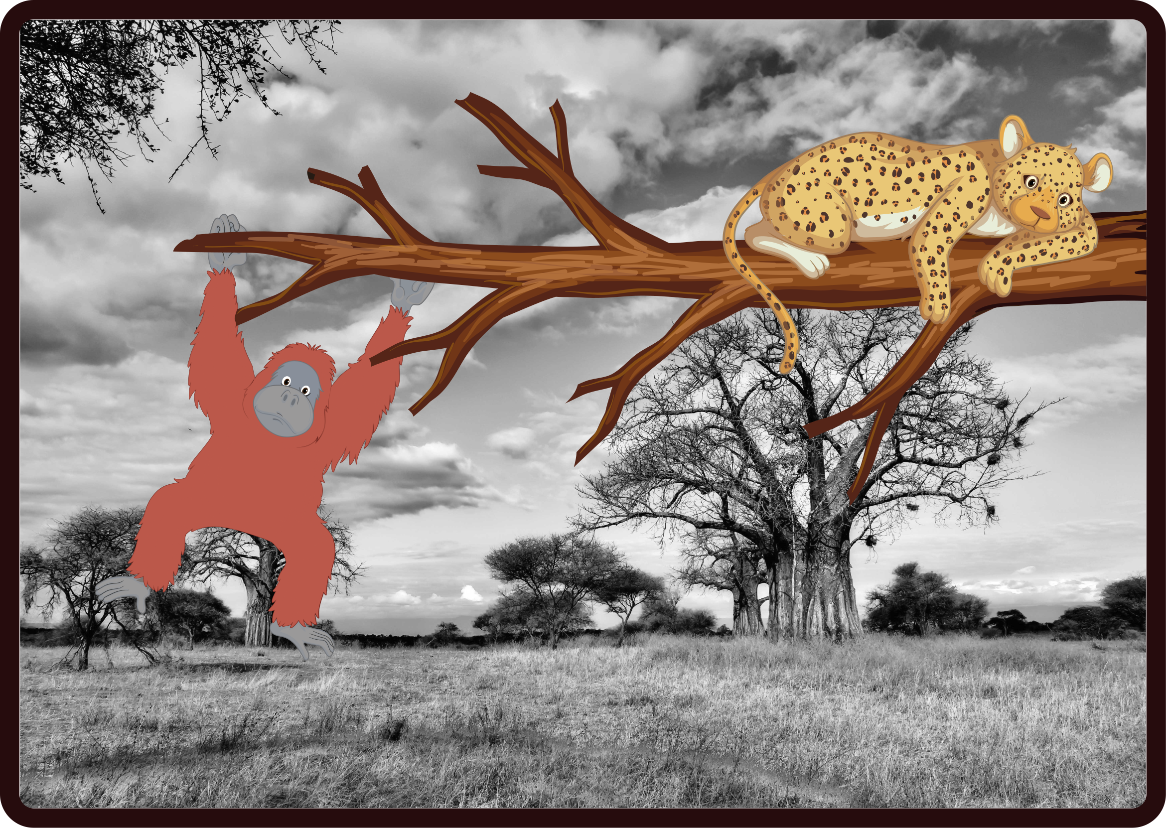 Jungle Creatures Playful animal vinyl rug - TenStickers