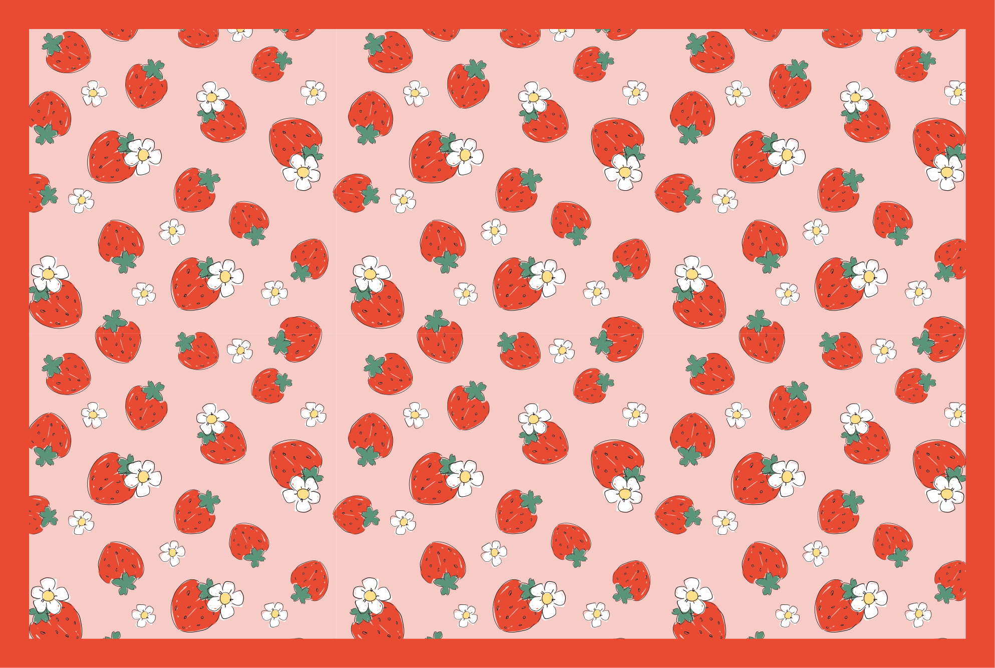 Strawberry Floral Motif floral vinyl rug - TenStickers