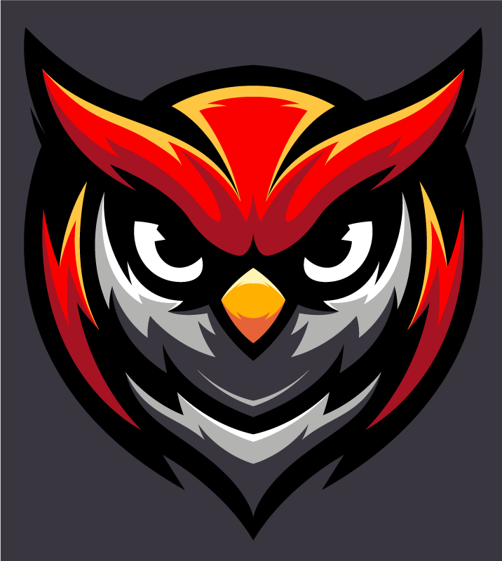 Red gaming mascot Owl bedroom rug - TenStickers