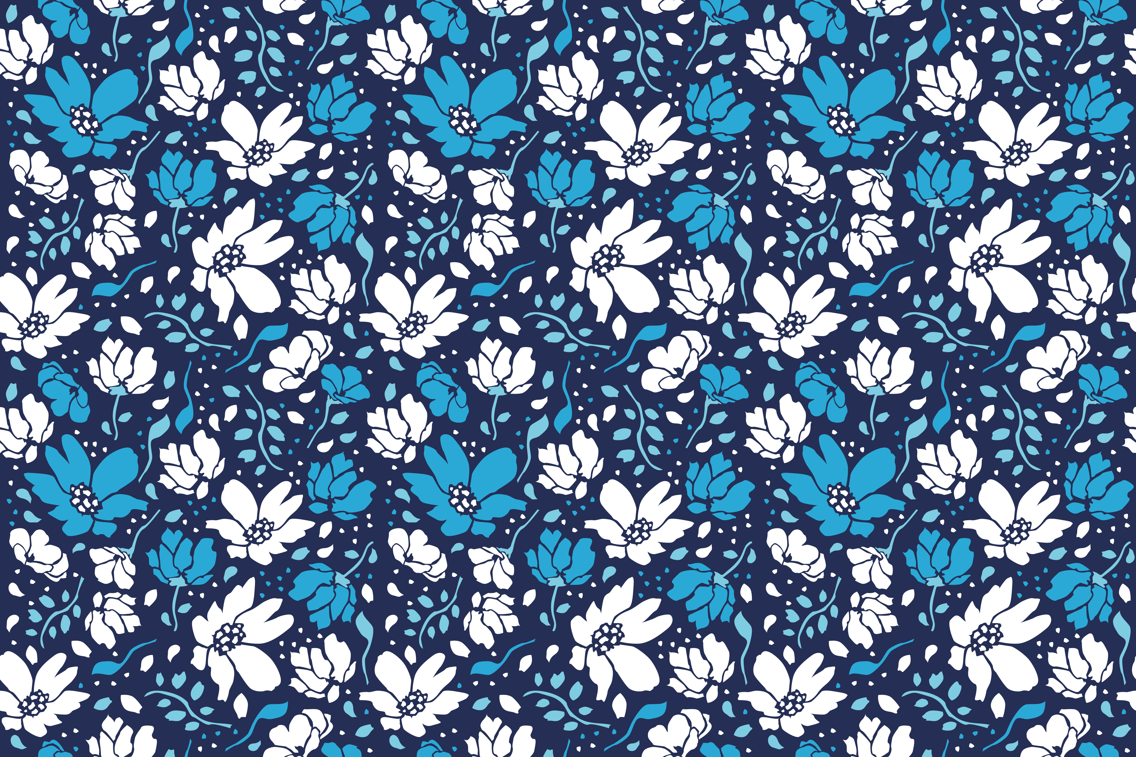 Floral vinyl rug navy floral design - TenStickers