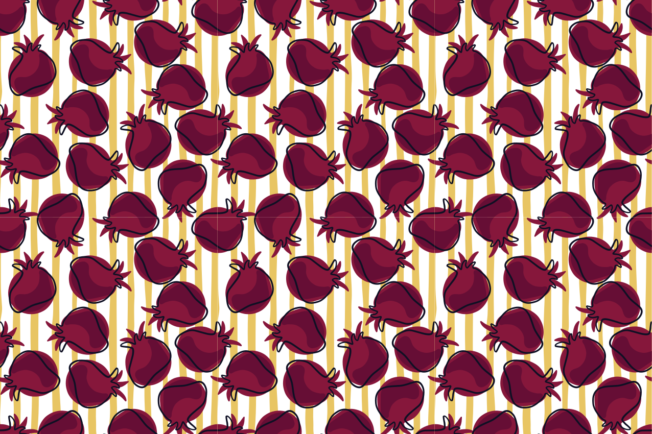 Random pattern with pomegranate floor mat - TenStickers