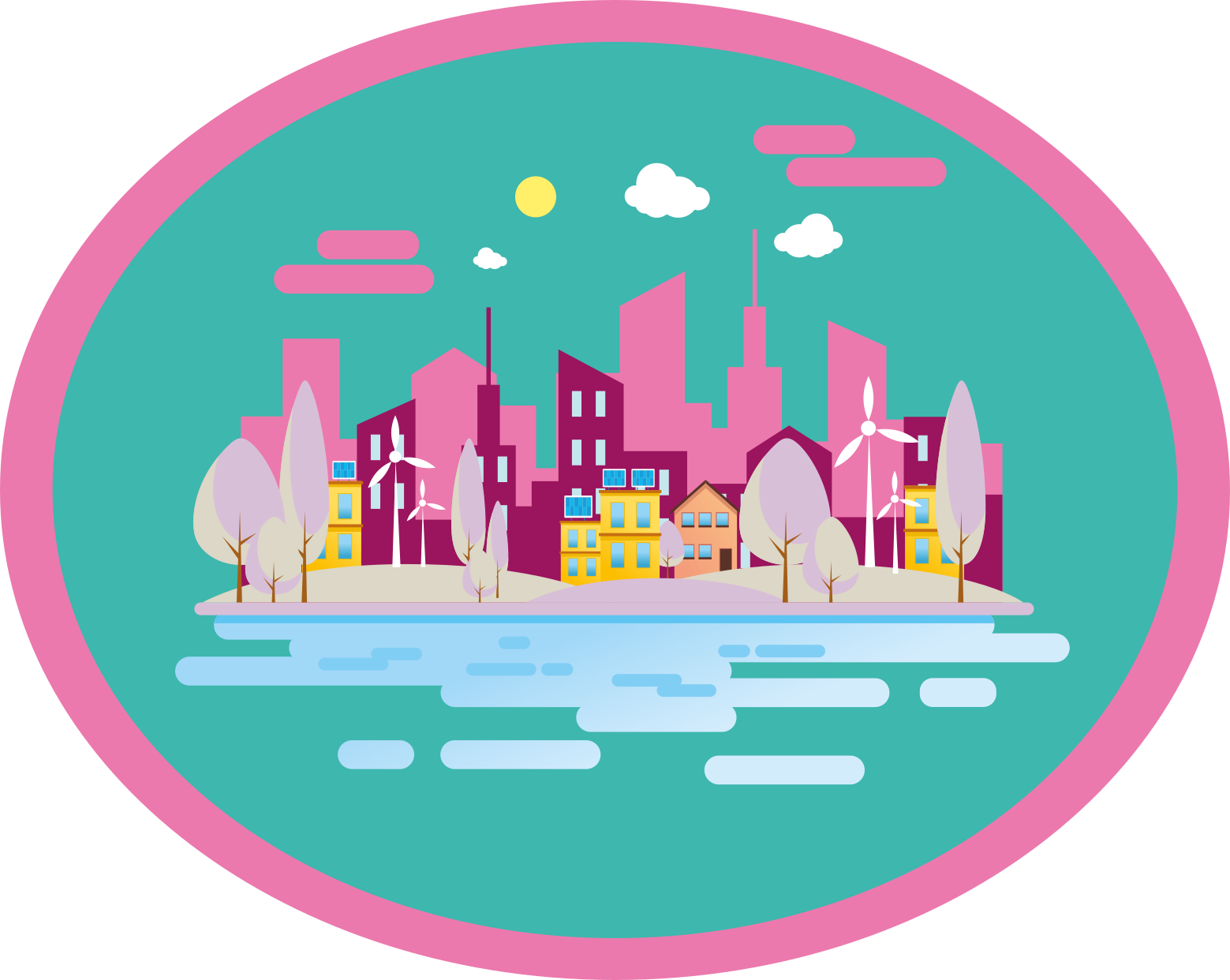 Colorful Cityscape kids vinyl rug - TenStickers