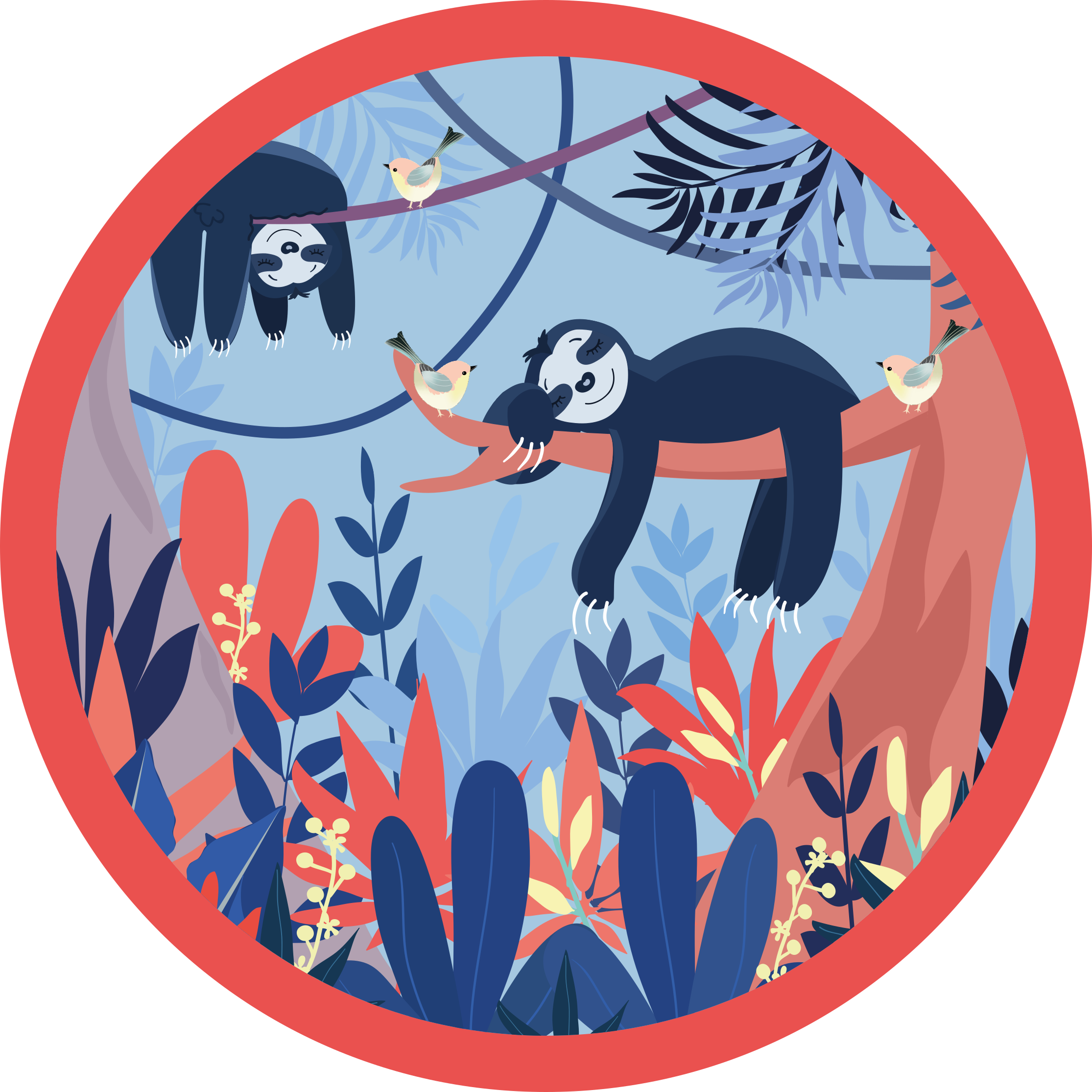 Sleeping animals in forest kids vinyl rug - TenStickers