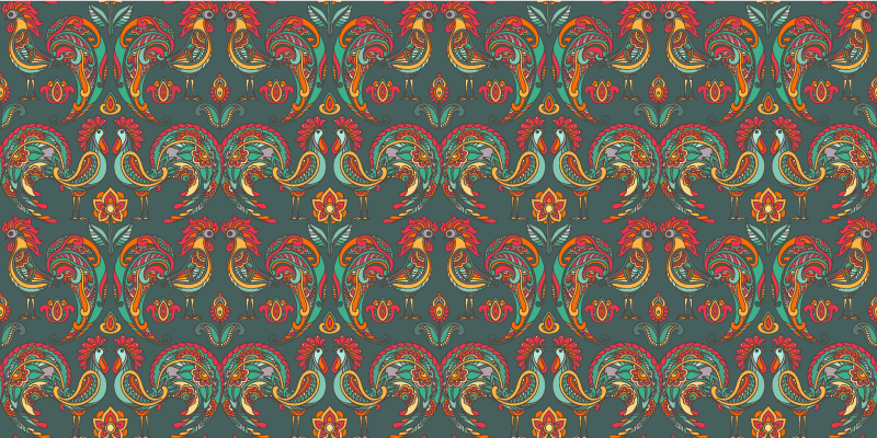 Colorful Folkloric Motifs mosaic vinyl rug - TenStickers