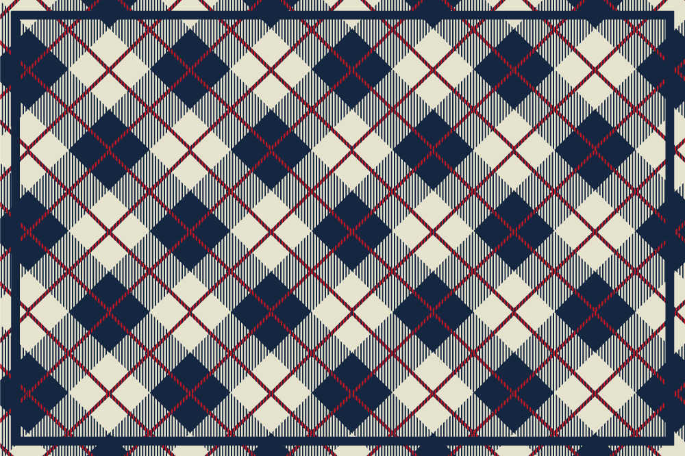 Navy check pattern geometric vinyl rug - TenStickers