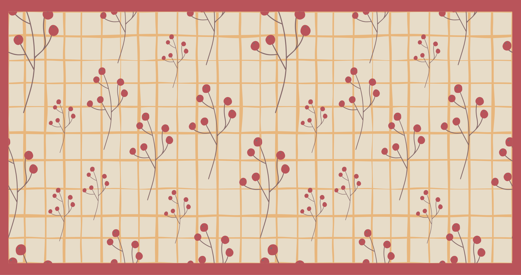 Squarred grid pattern floral vinyl rug - TenStickers