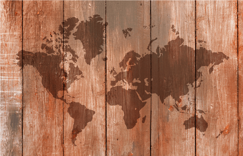 Distressed wooden texture world map rug - TenStickers