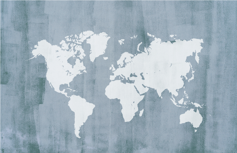 Grey continents world map vinyl rug - TenStickers