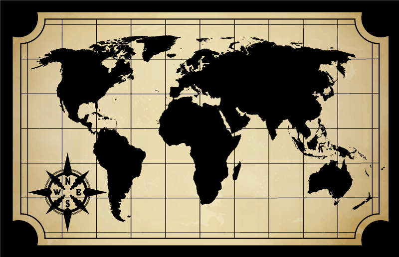 World map vinyl rug in world map design - TenStickers