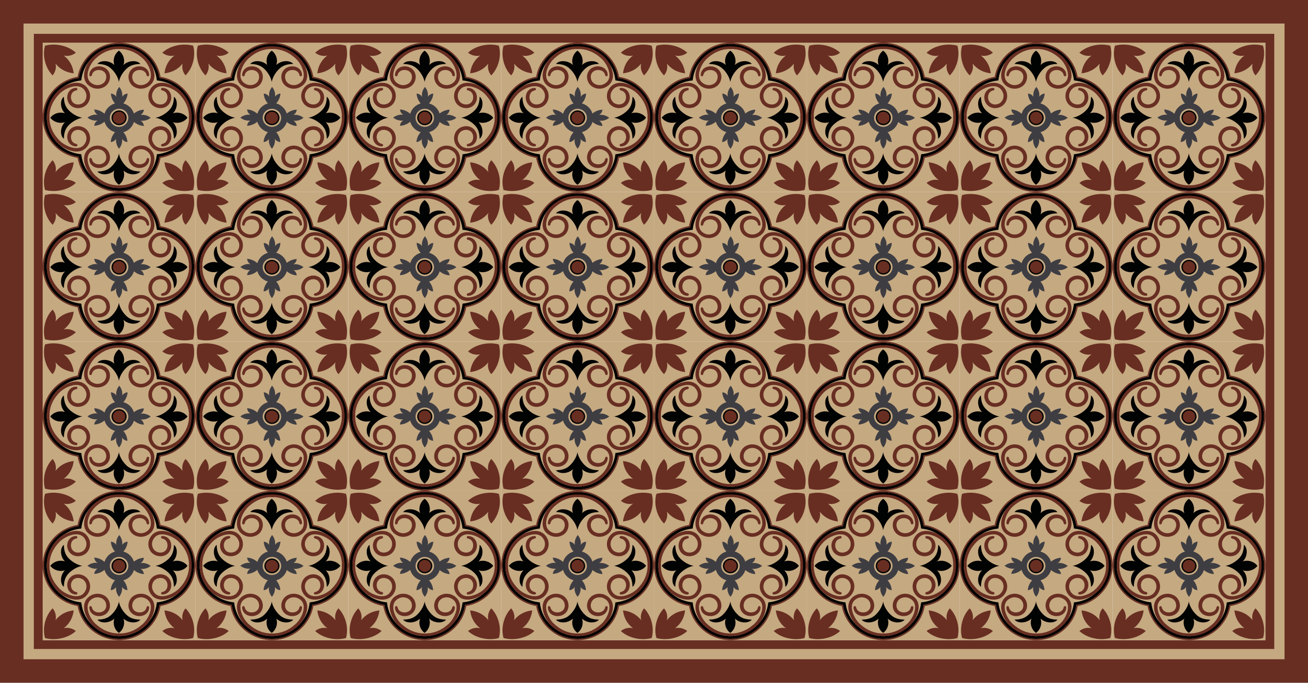 Geometric floral elements mosaic vinyl rug - TenStickers