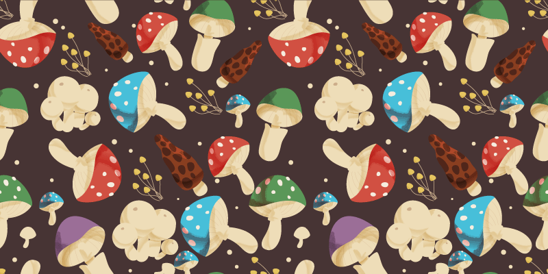 Vibrant Mushroom Motifs floral vinyl rug - TenStickers