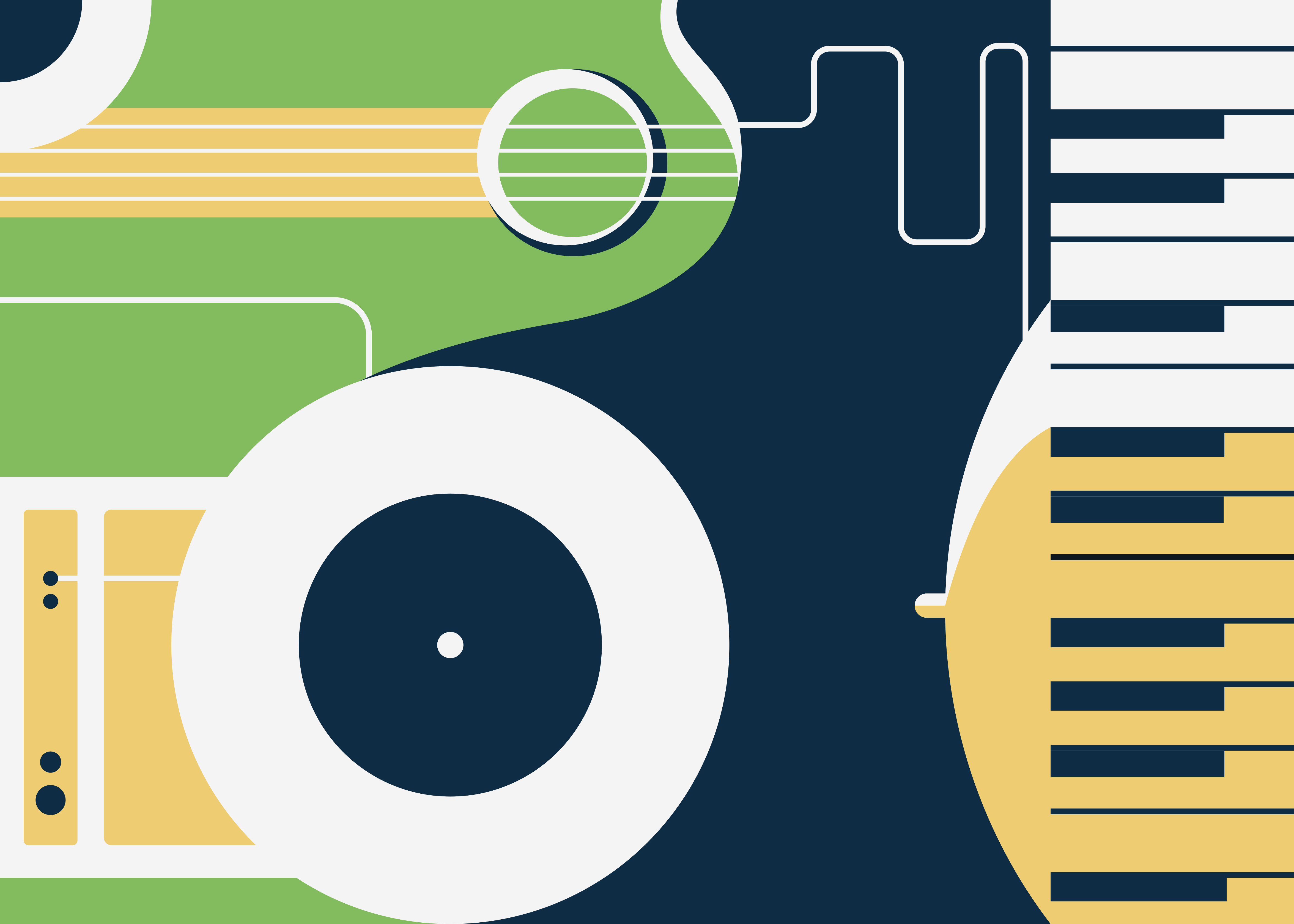 Musical instrument motif rectangular vinyl rug - TenStickers