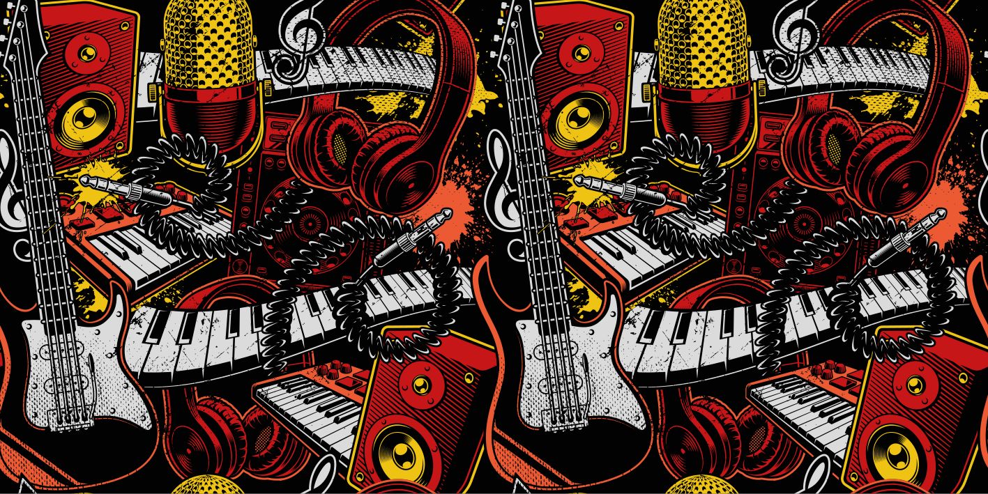 Kids vinyl rug musical instruments display - TenStickers