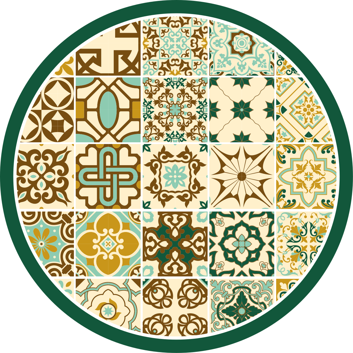 Gold and green spanish tiles bathroom flooring - TenStickers