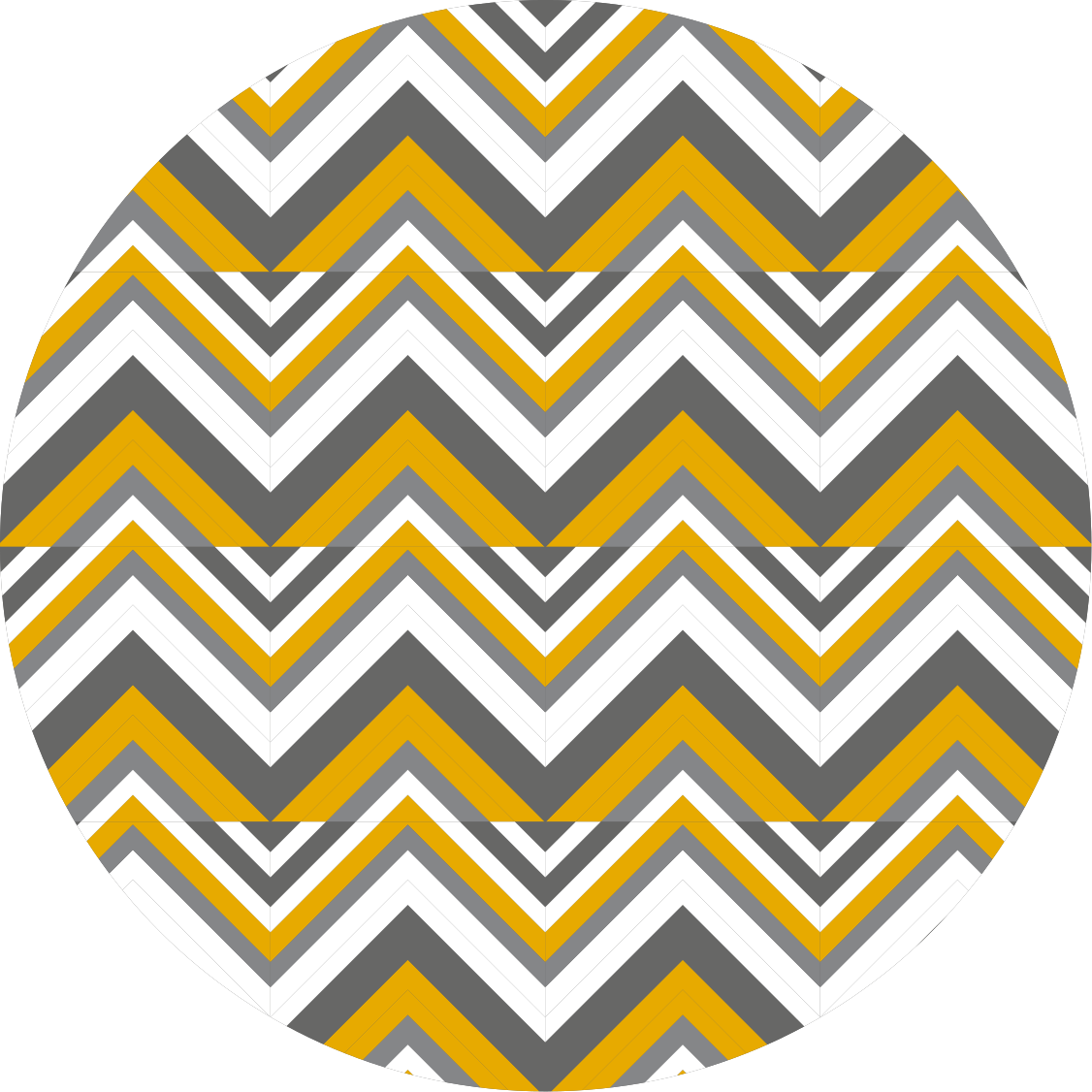 Yellow grey and white zig zag circular rug - TenStickers