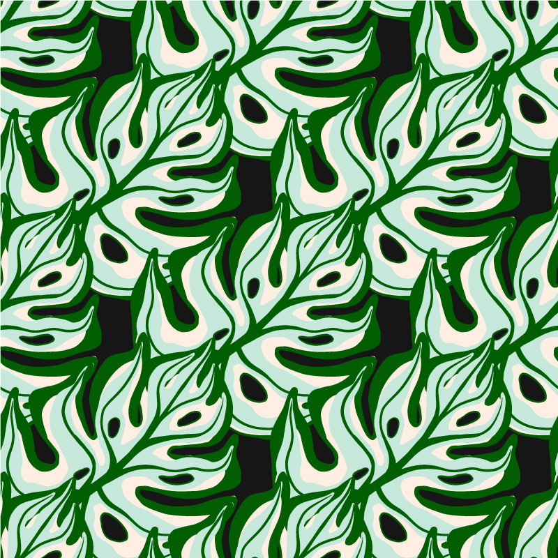 Black and green splashy flora pattern vinyl rug - TenStickers