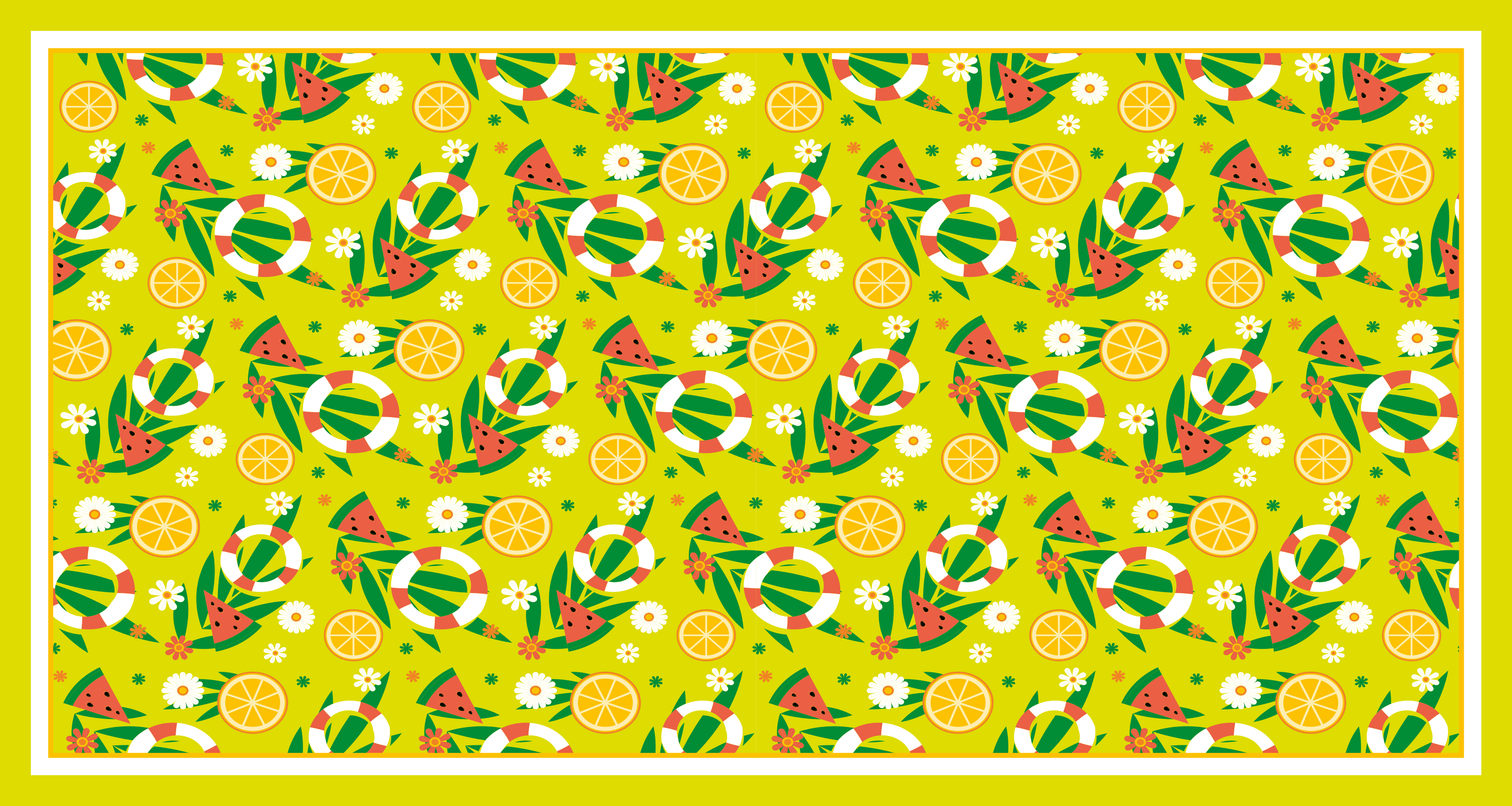Bright Citrus Patterns mosaic vinyl rug - TenStickers