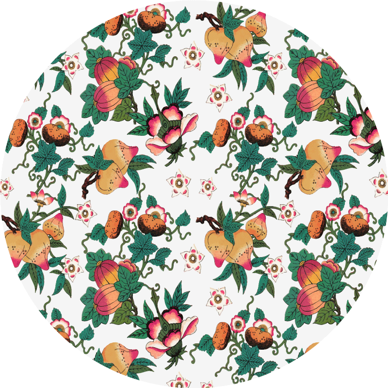 Floral vinyl rug botanical flower pattern - TenStickers