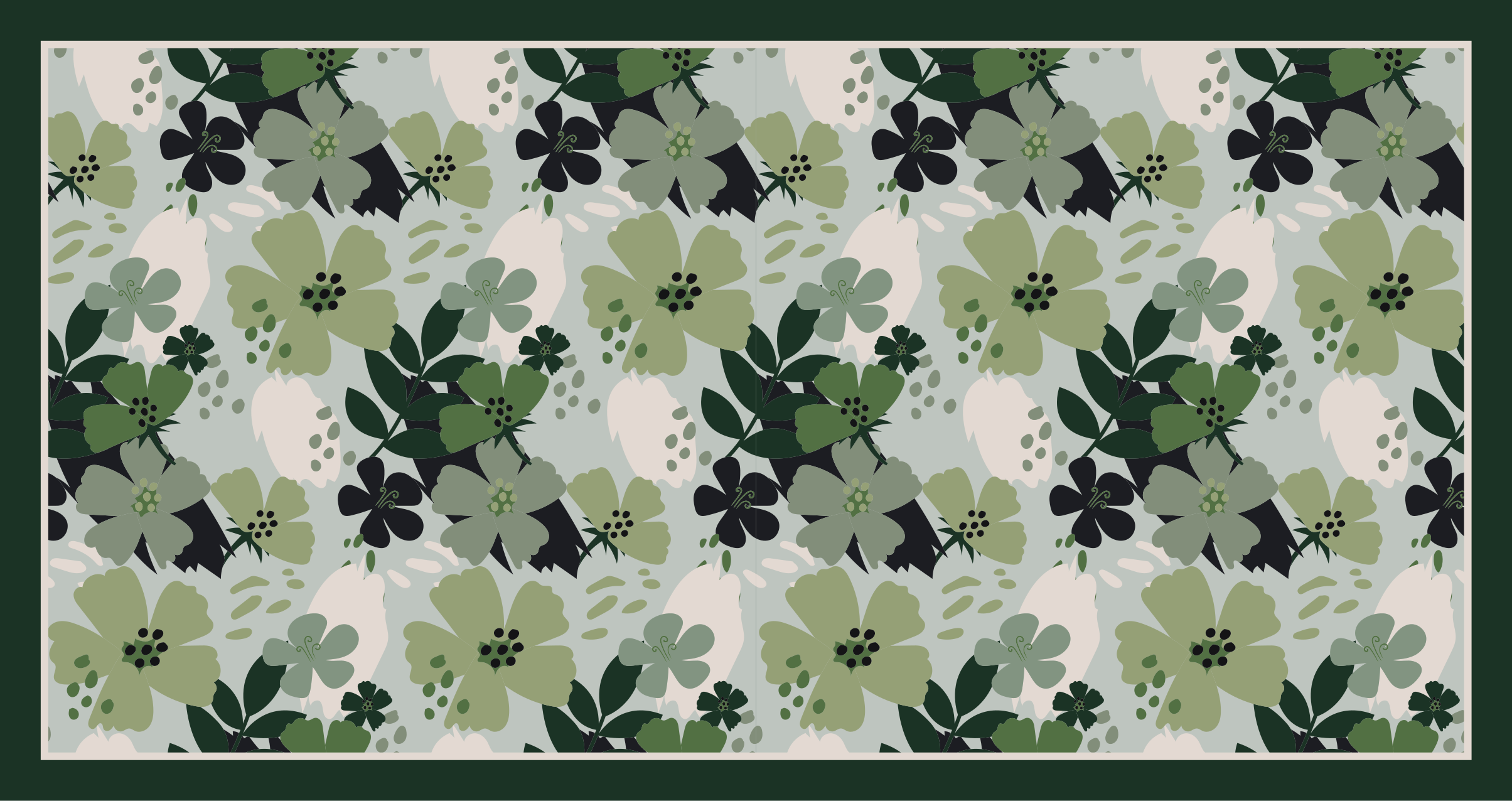 Green tones leaves floral pattern floral rug - TenStickers