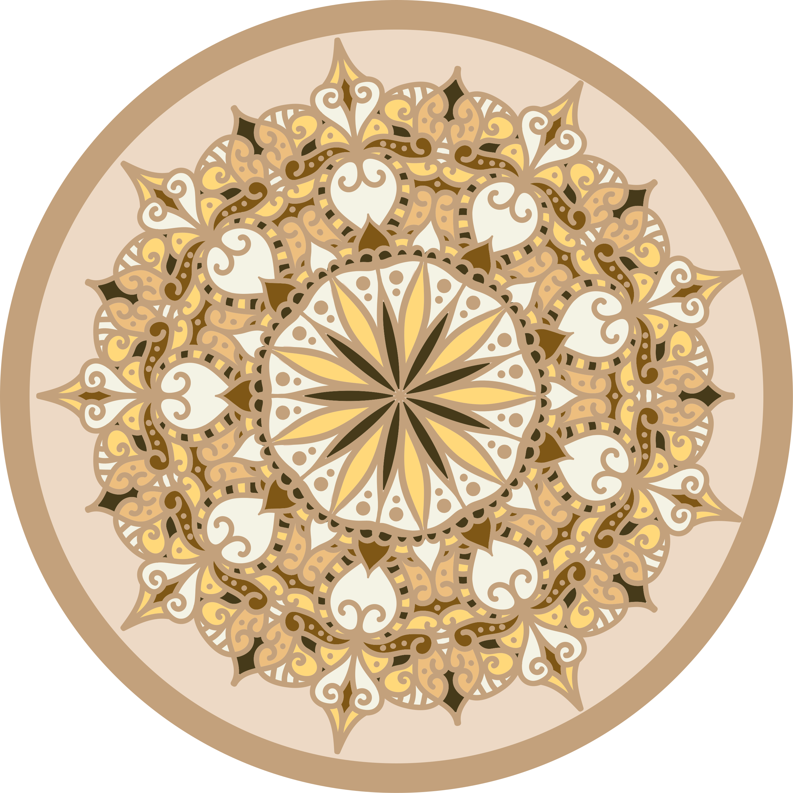 Circle beige mandala  texture carpet - TenStickers