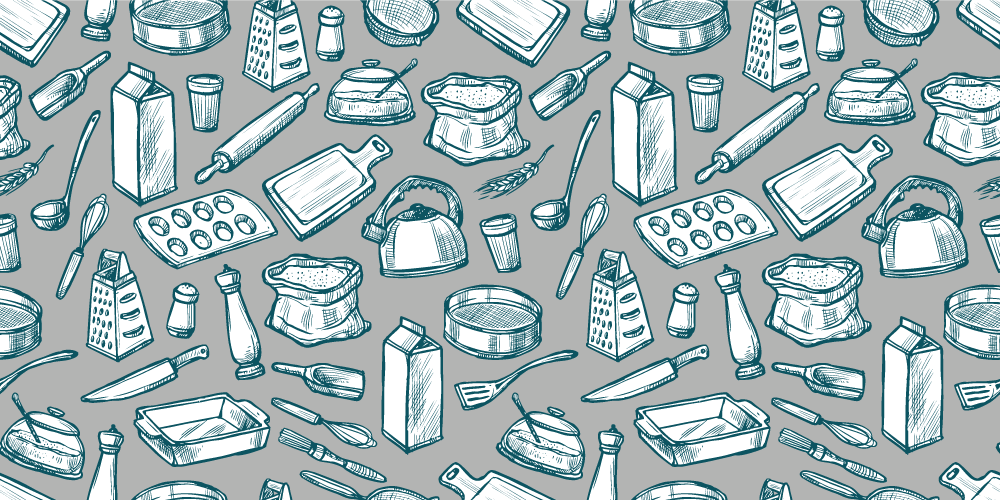 Cooking Utensils Pattern kitchen vinyl rug - TenStickers