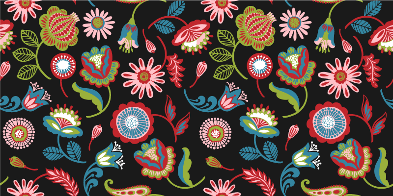 Colorful Botanical Inspiration floral vinyl rug - TenStickers