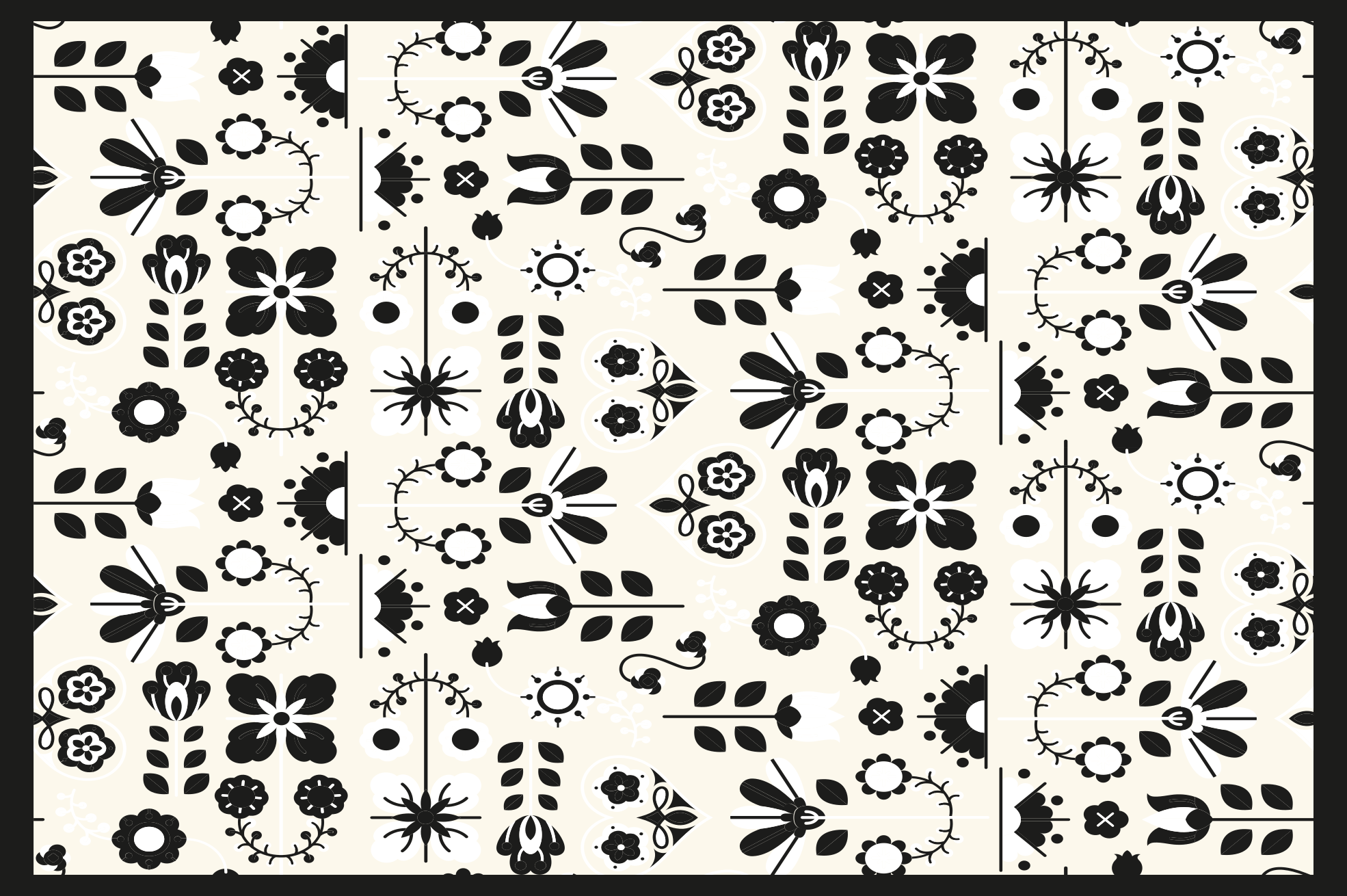 Black floral patterns floral vinyl rug - TenStickers