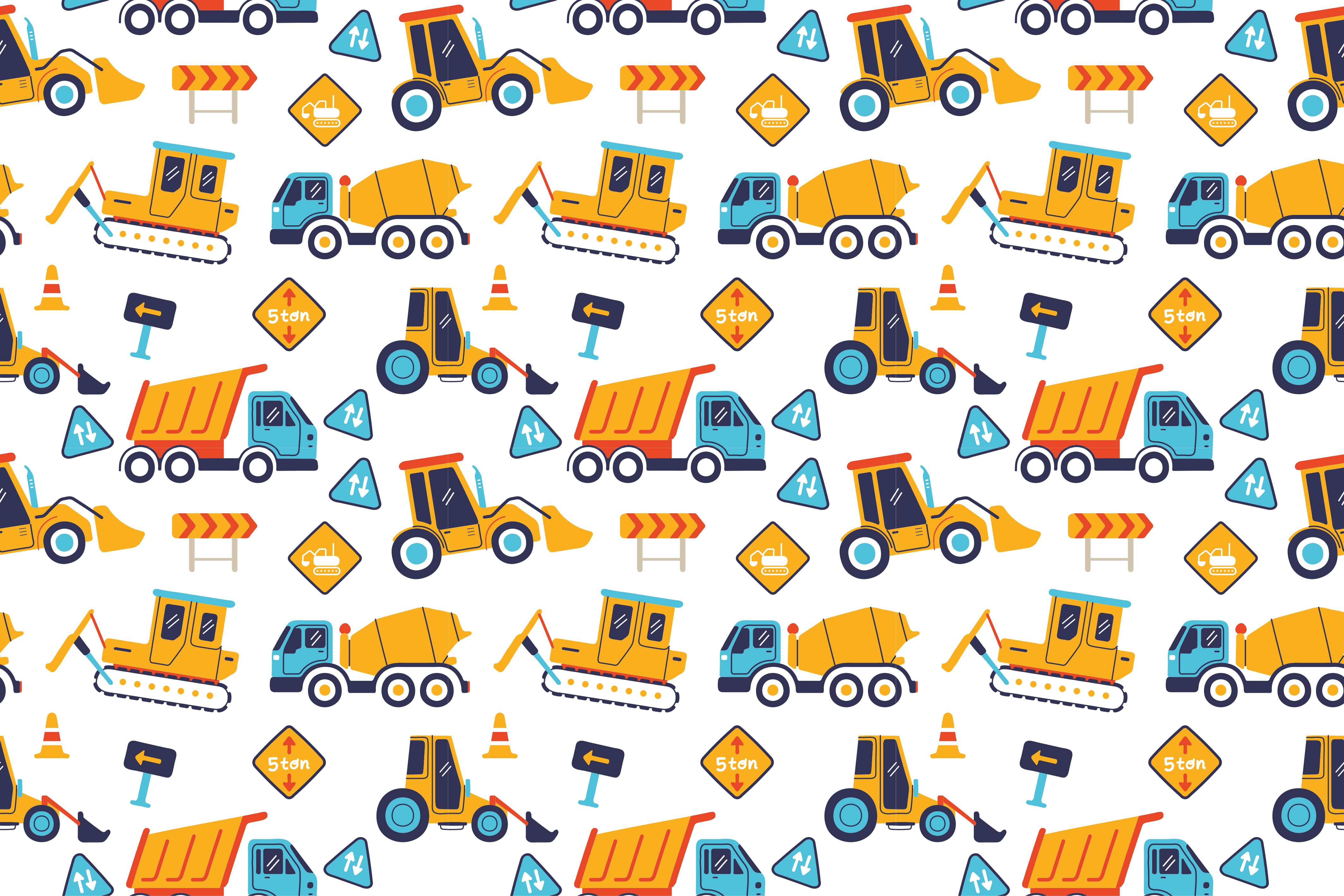 Cartoon construction site kids vinyl rug - TenStickers