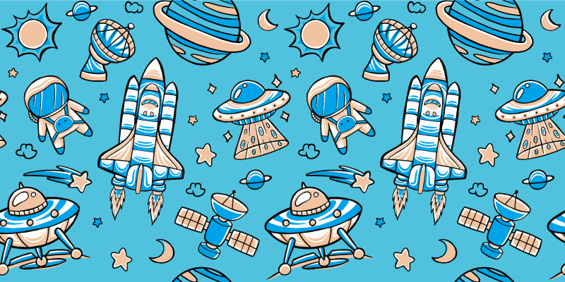Space exploration adventure star vinyl rug - TenStickers