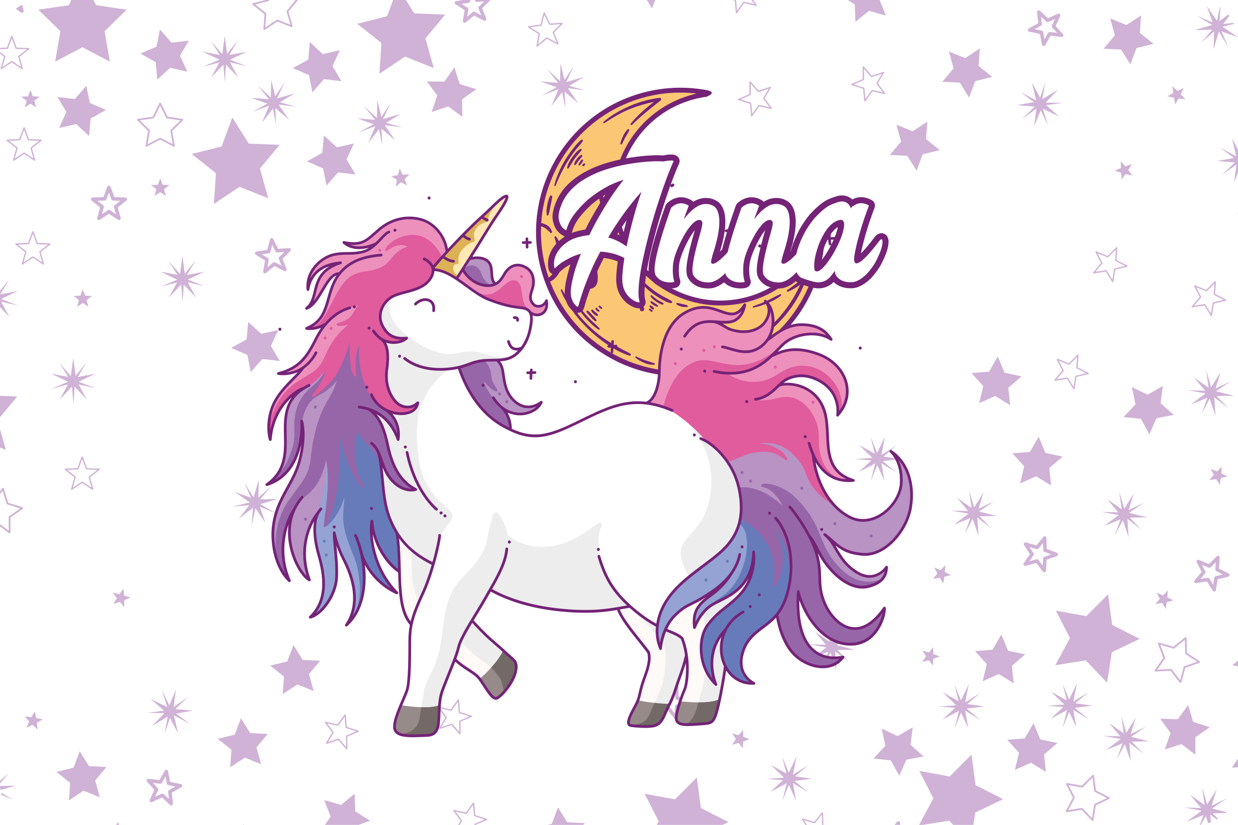 Unicorn-Themed Starry Scene custom vinyl rug - TenStickers
