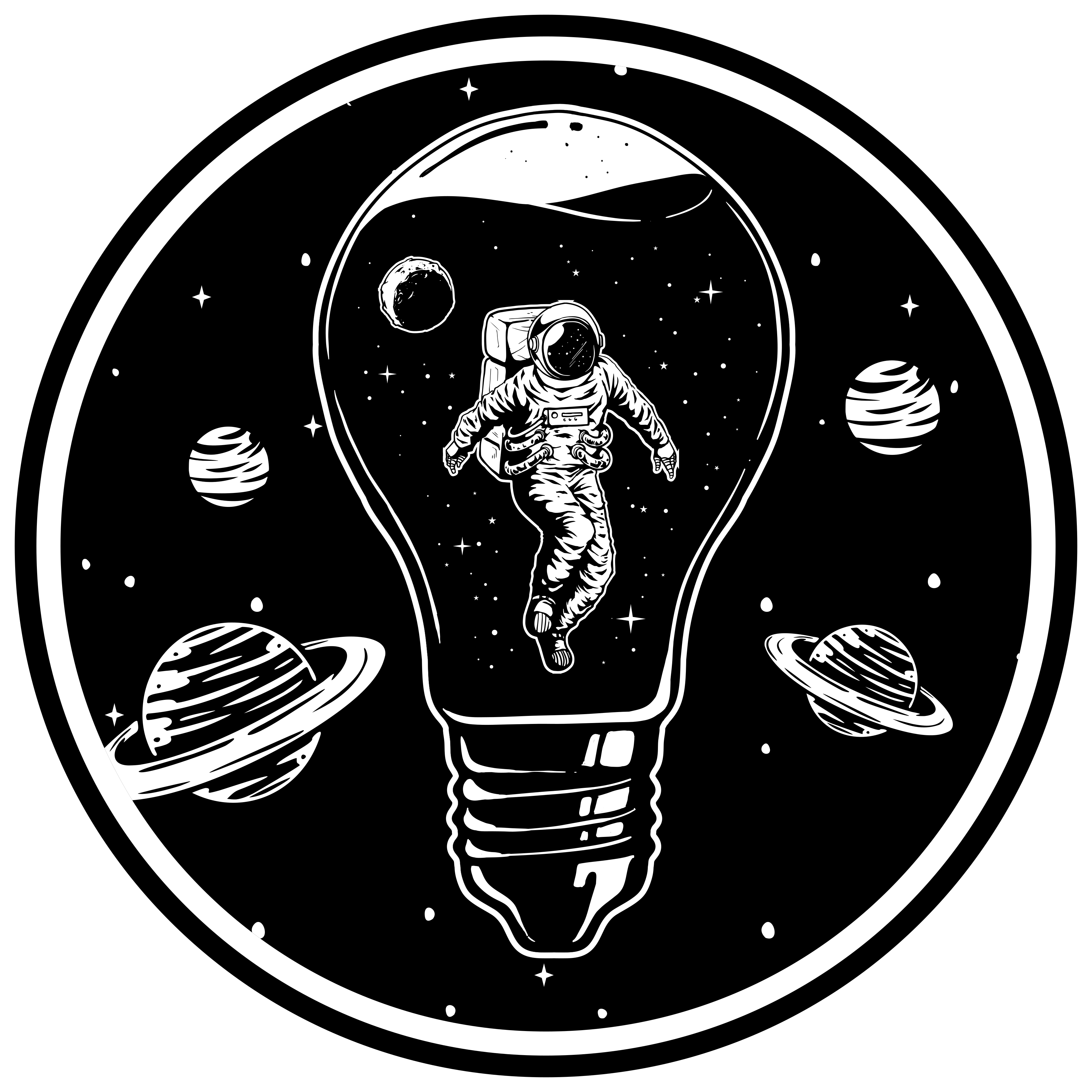 Cosmonaut in Lightbulb star vinyl rug - TenStickers