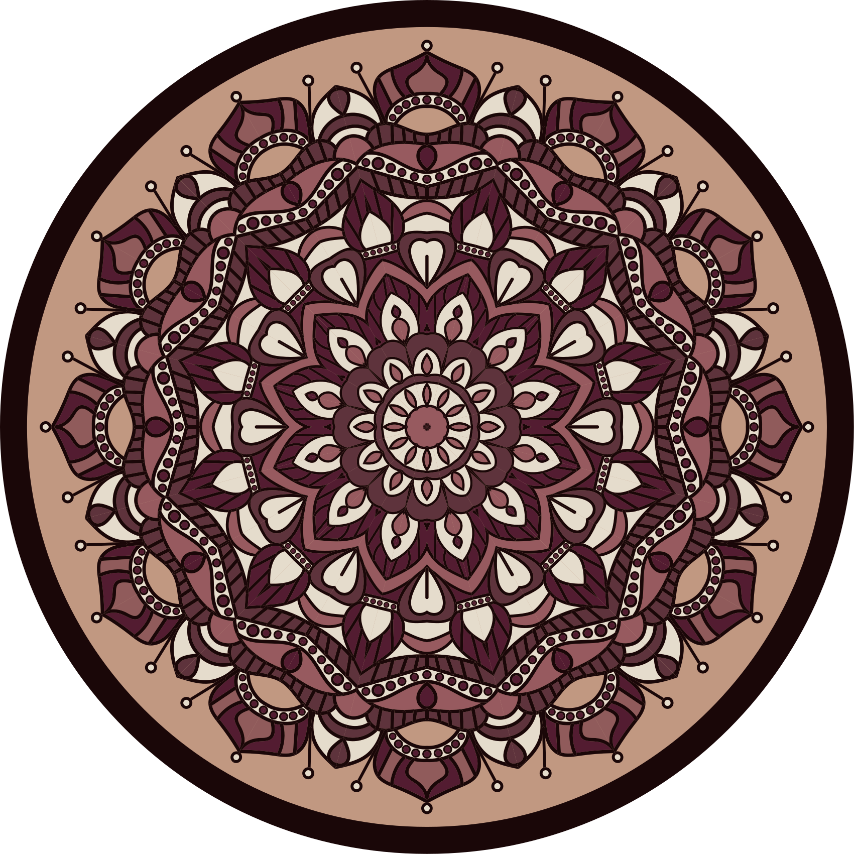 Earth colors detailed mandala mandala vinyl rug - TenStickers