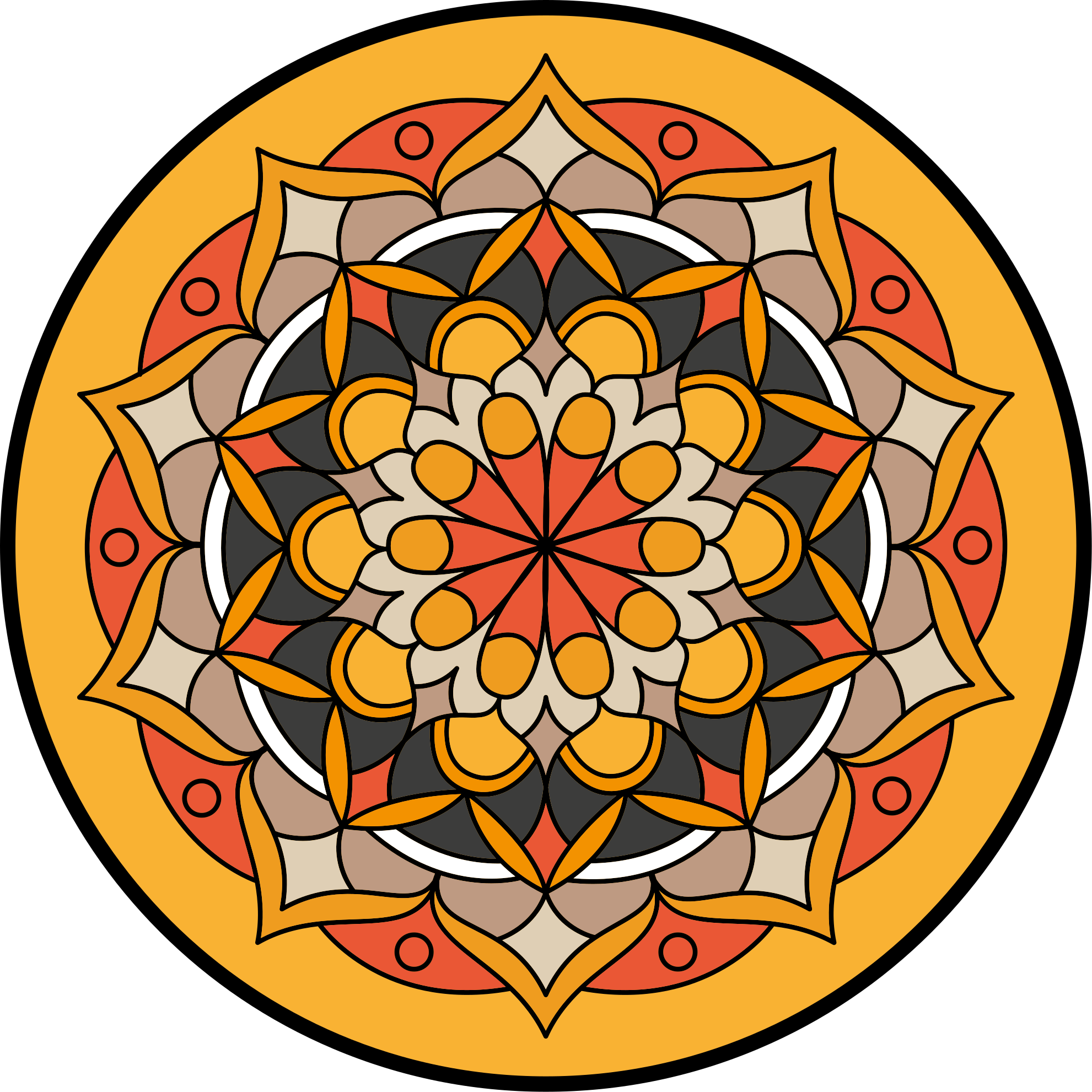 Orange mandala with flower mandala vinyl rug - TenStickers