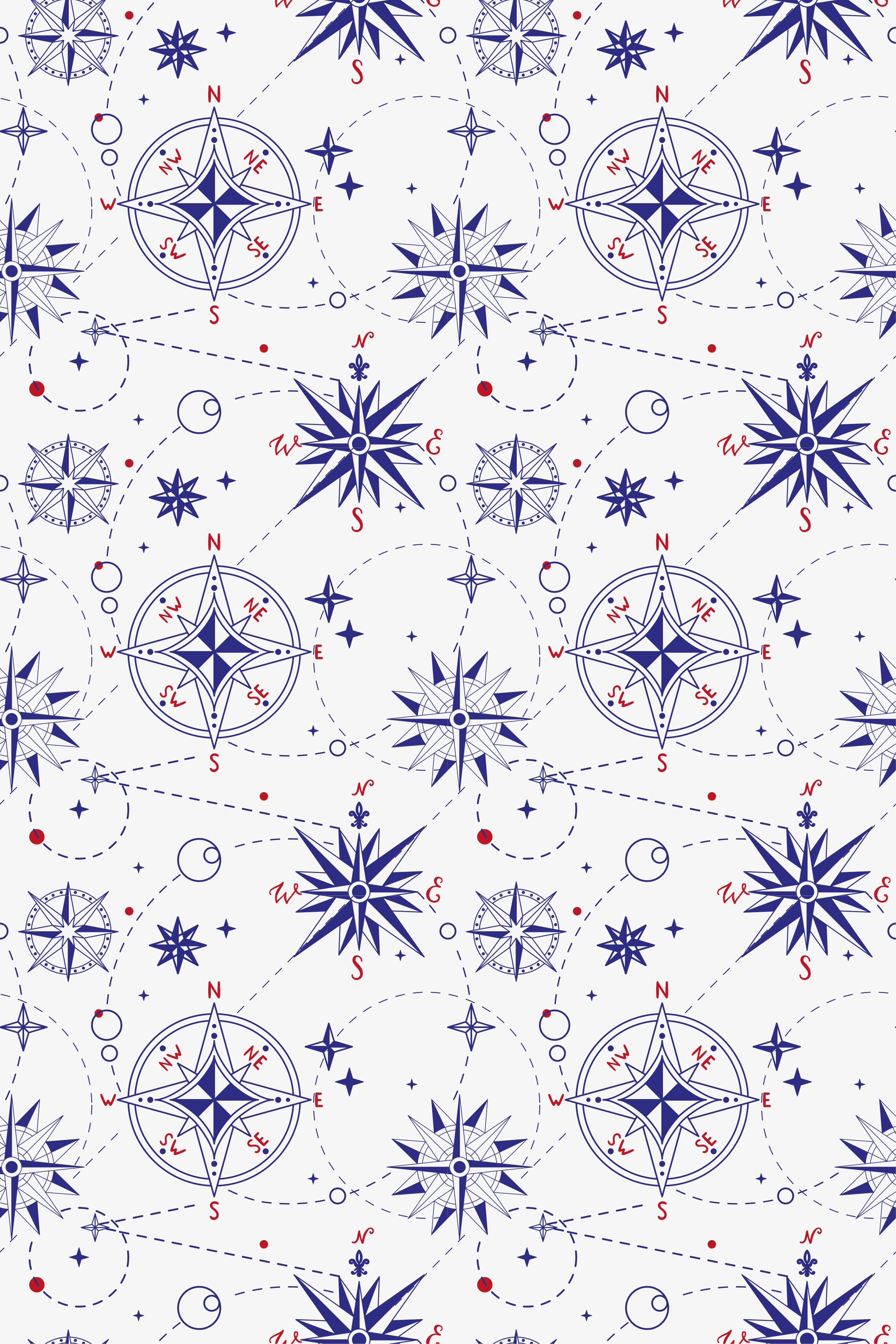 Navy blue and red compass rectangular rug - TenStickers