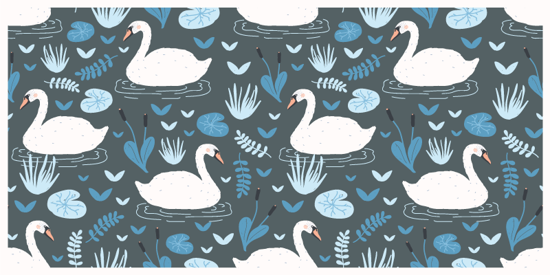 Elegant Swan Pattern nature vinyl rug - TenStickers