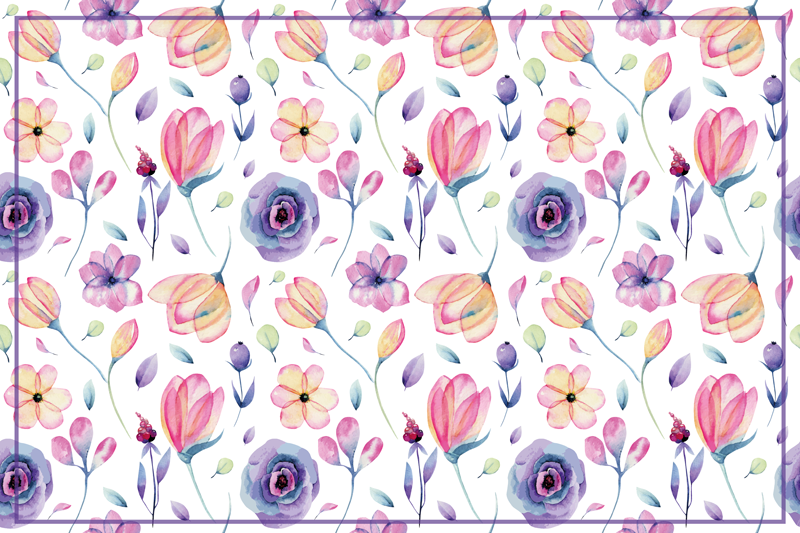 Floral vinyl rug in floral watercolor pattern - TenStickers