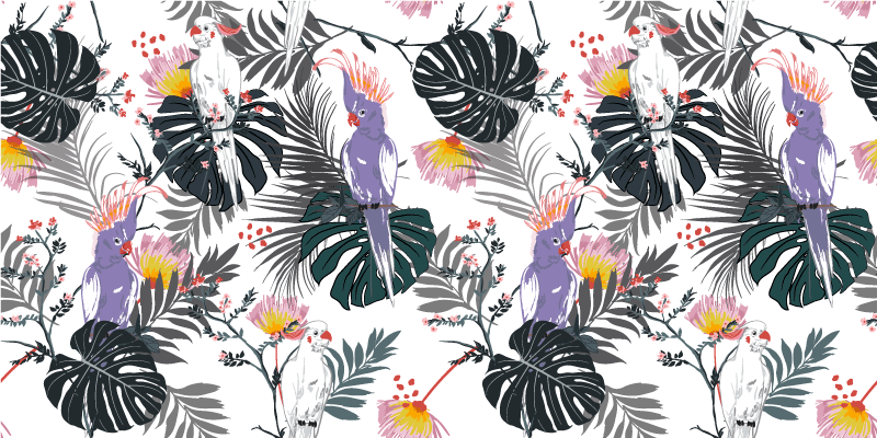 Tropical leaf arrangement living room vinyl rug - TenStickers