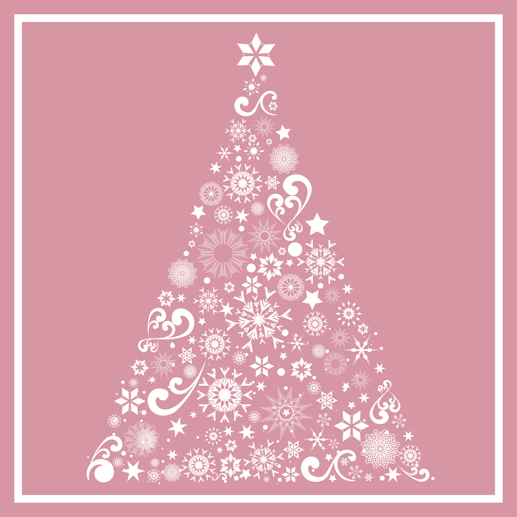 Festive tree on pink Christmas vinyl rug - TenStickers