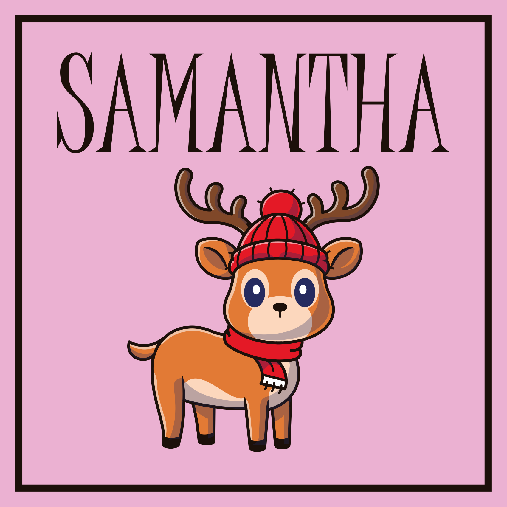 Baby Reindeer with name Christmas vinyl rug - TenStickers