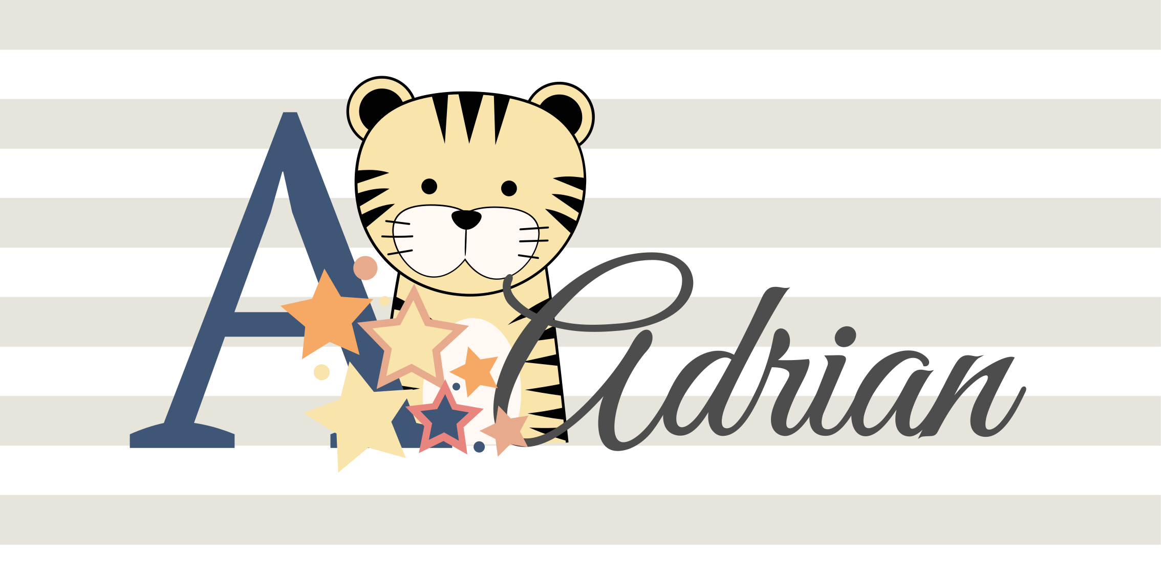 Striped baby tiger with name nursery vinyl rug - TenStickers