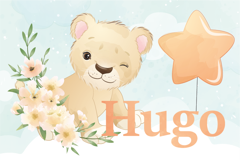 Cute lion for boy with name rectangular rug - TenStickers