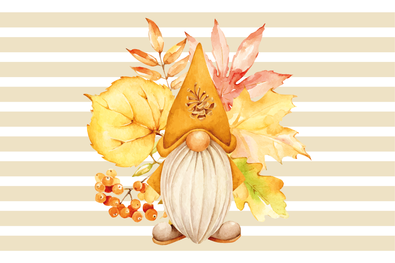 Autumn Gnome Charm striped vinyl rug - TenStickers