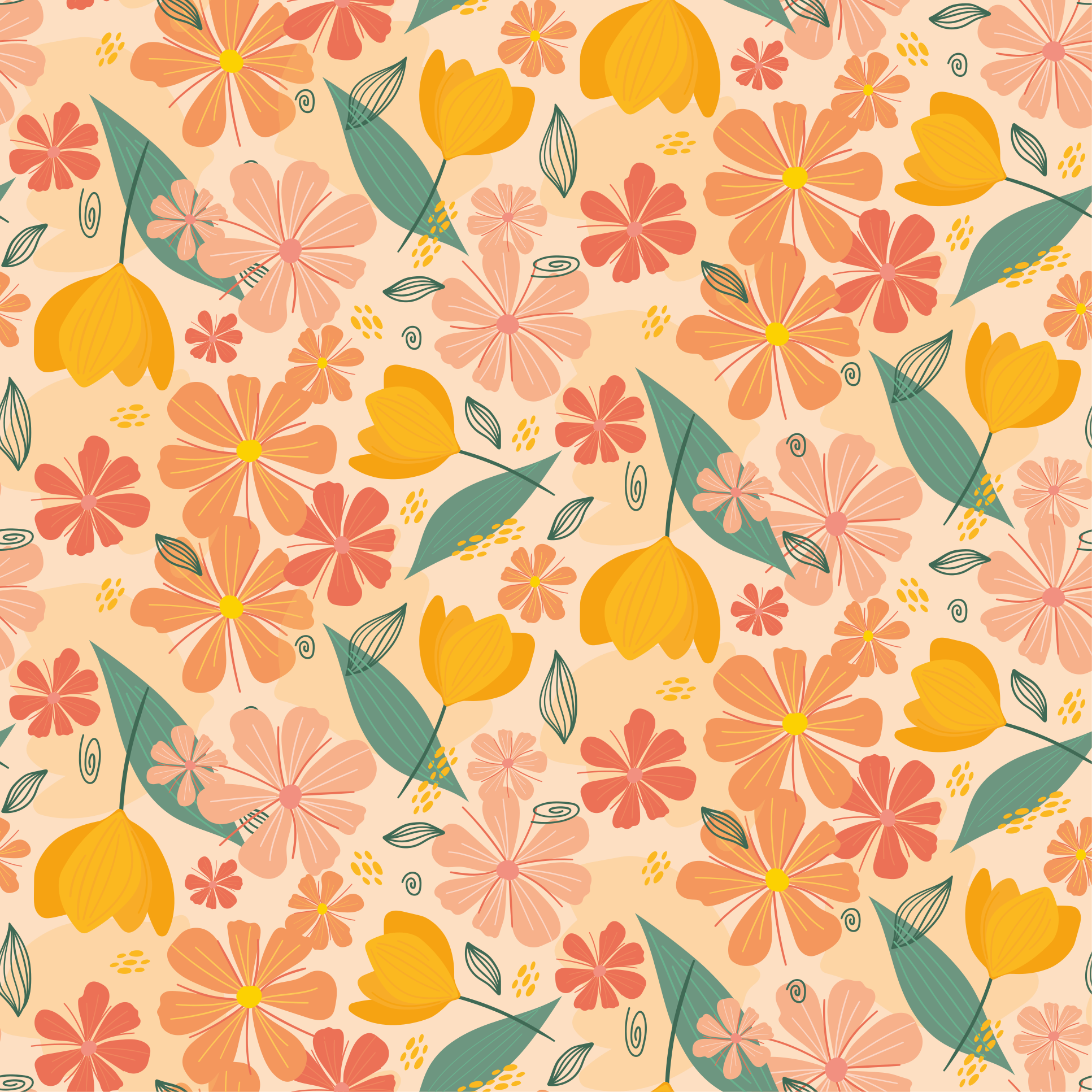 Floral spring blooms floral vinyl rug - TenStickers