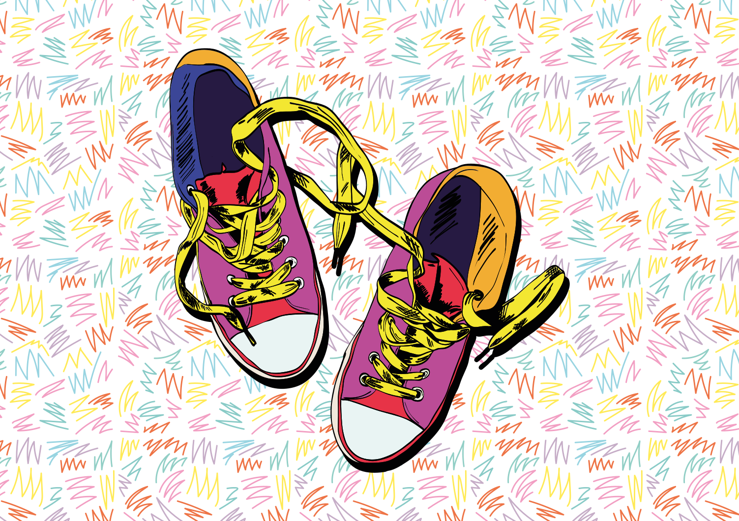 Colorful Sneaker Pattern teen vinyl rug - TenStickers
