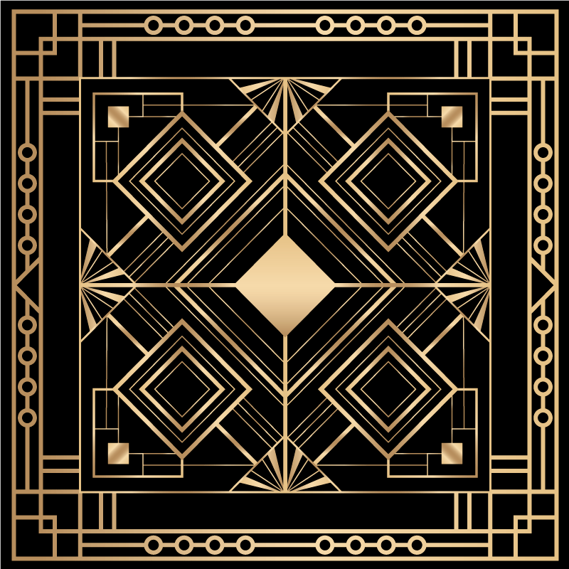 Mosaic vinyl rug with geometric gold design - TenStickers