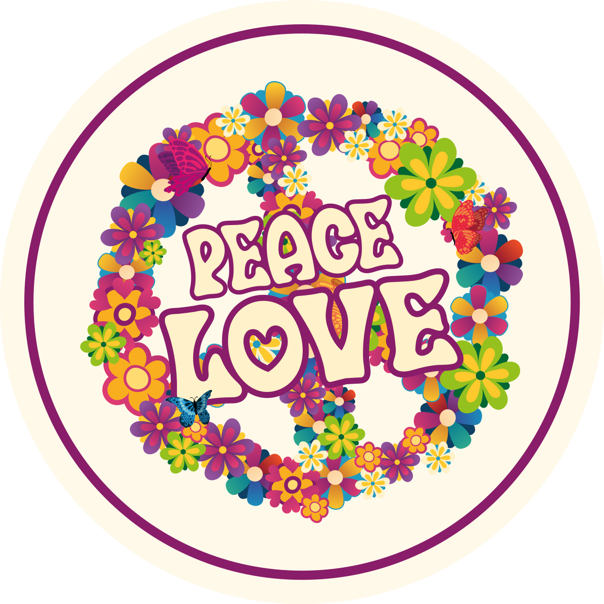 Peaceful Message floral vinyl rug - TenStickers