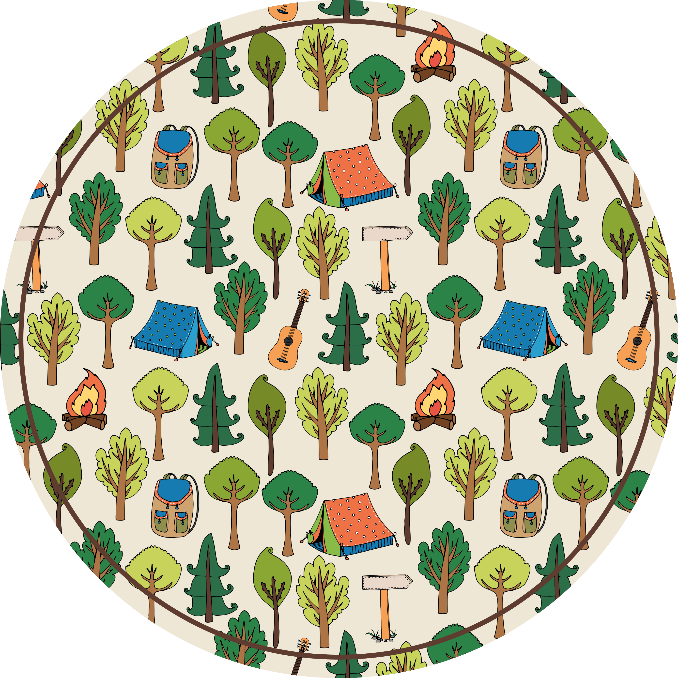 Camping adventure scene kids vinyl rug - TenStickers