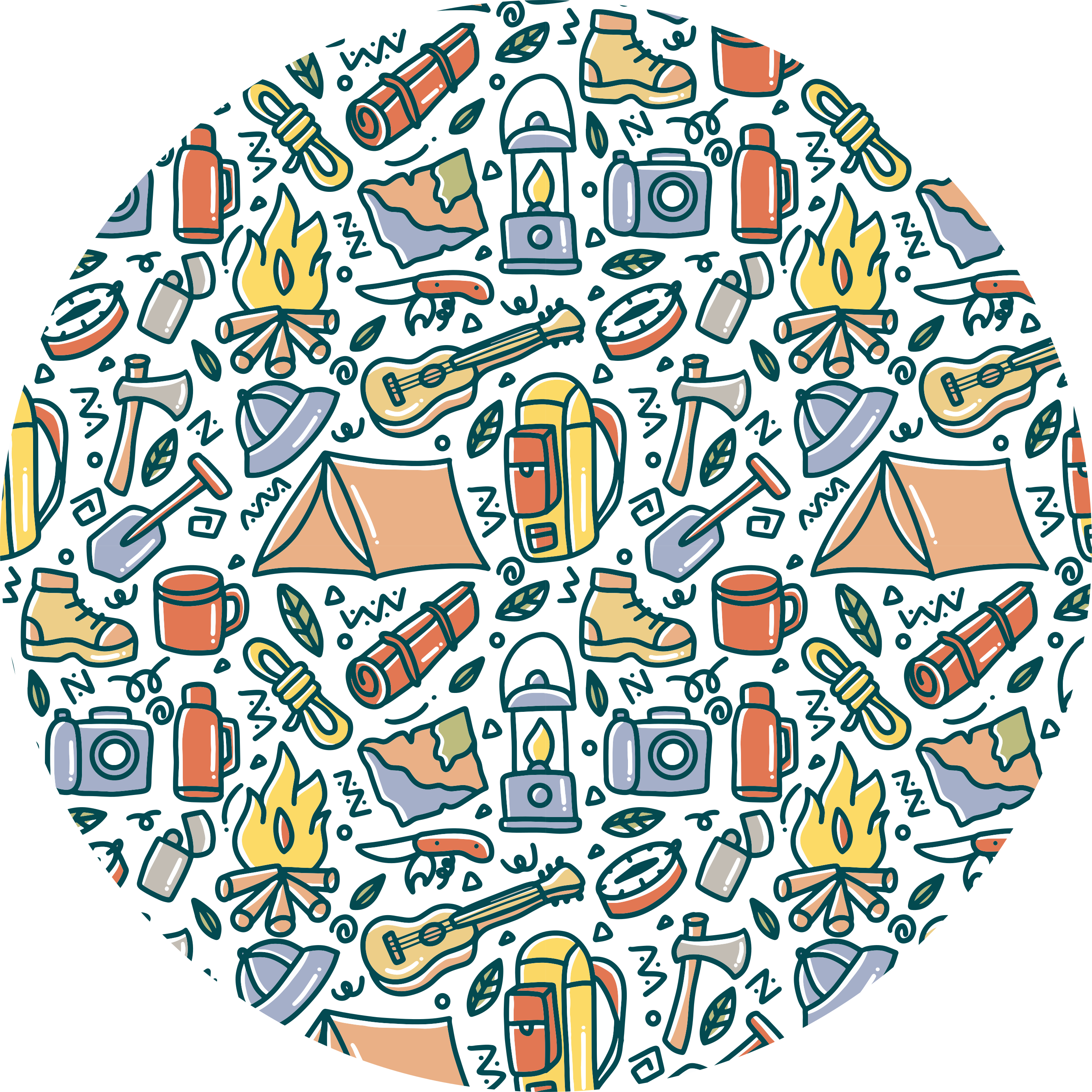 Camping Adventure Concept teen vinyl rug - TenStickers