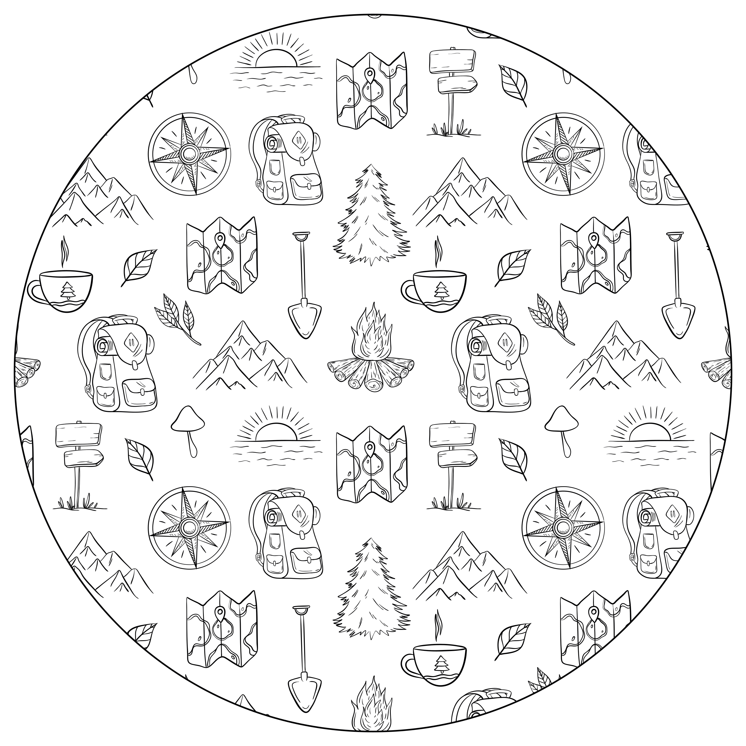 Camping Adventure Icons kids vinyl rug - TenStickers