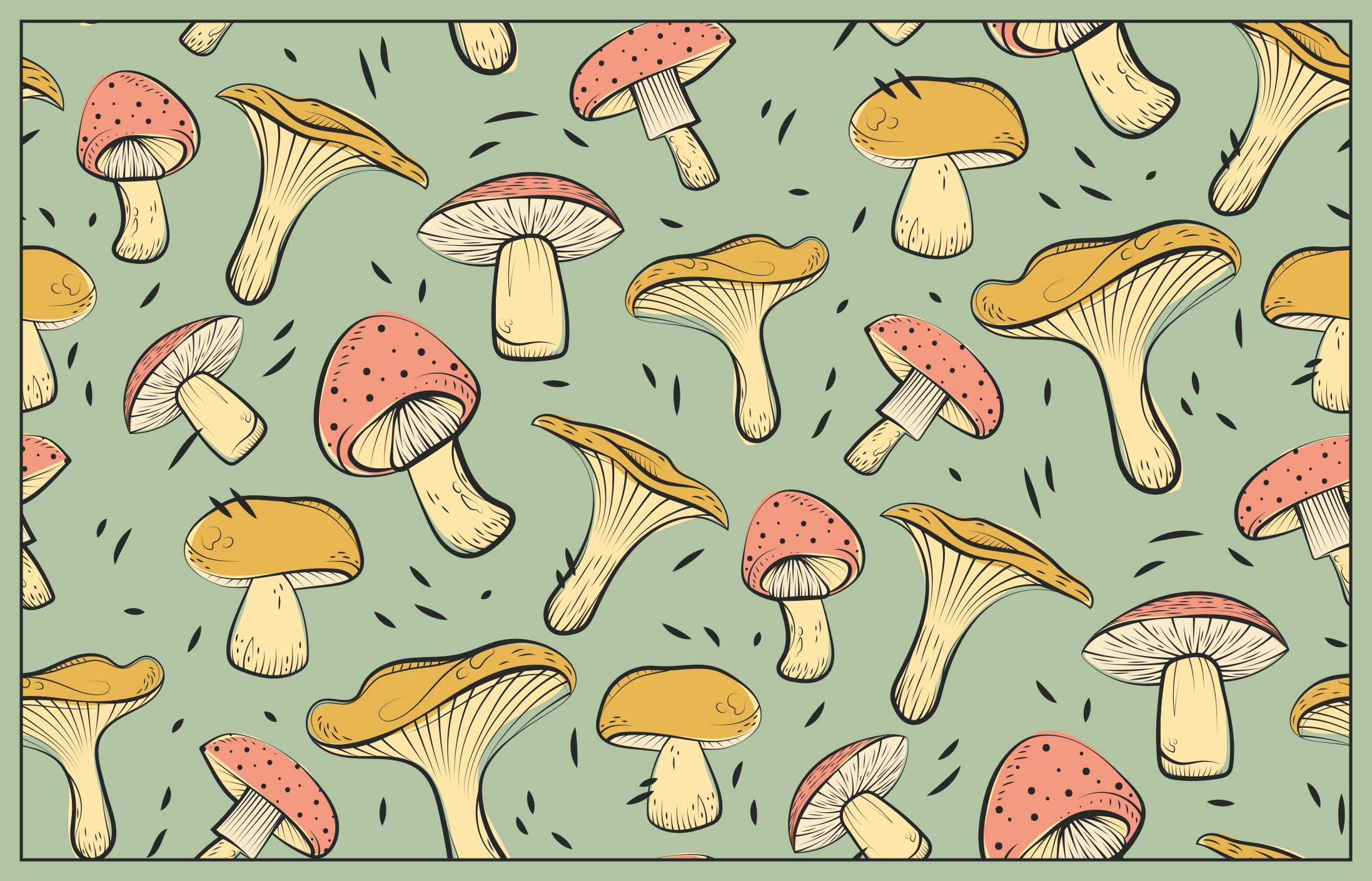 Whimsical Mushroom Patterns nature vinyl rug - TenStickers
